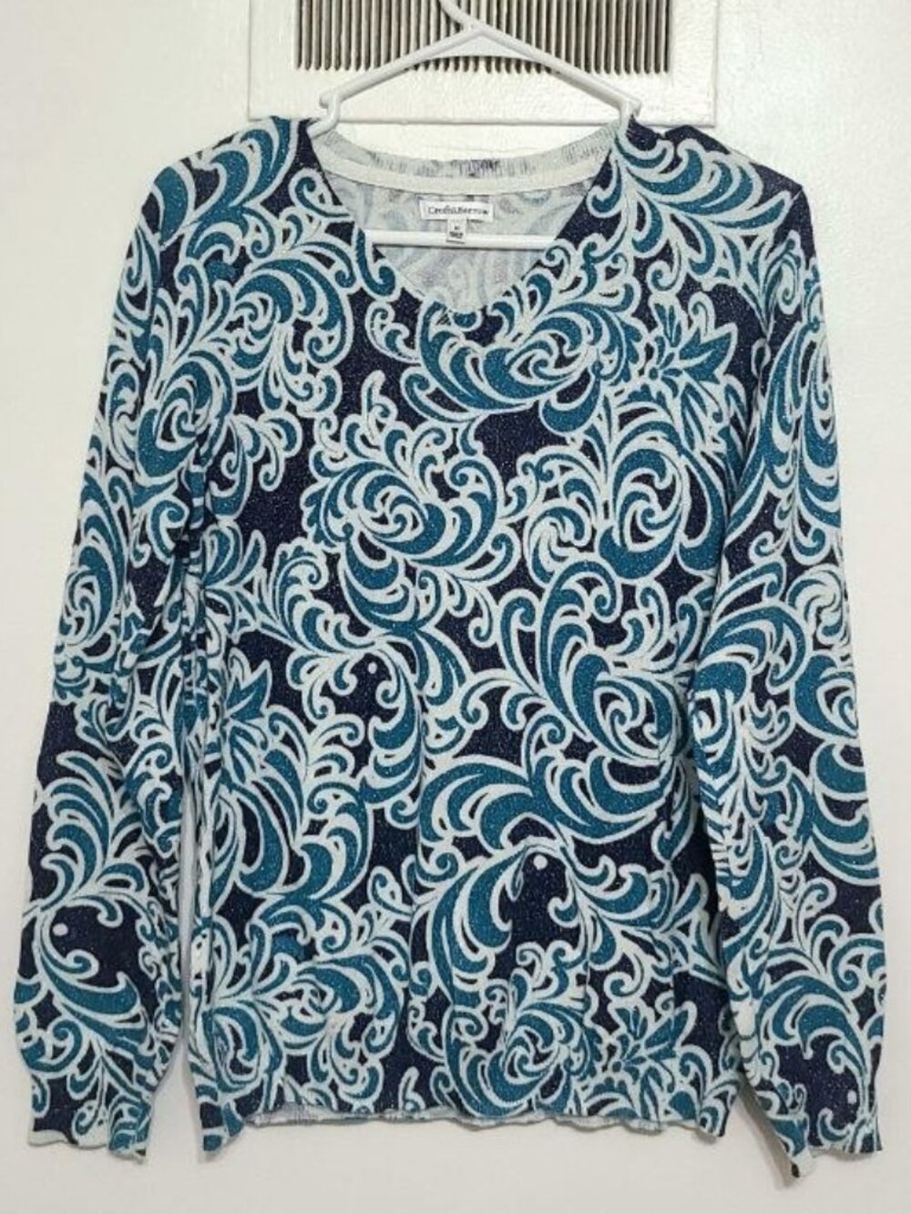 Blue Swirl Sparkle Long Sleeve Shirt